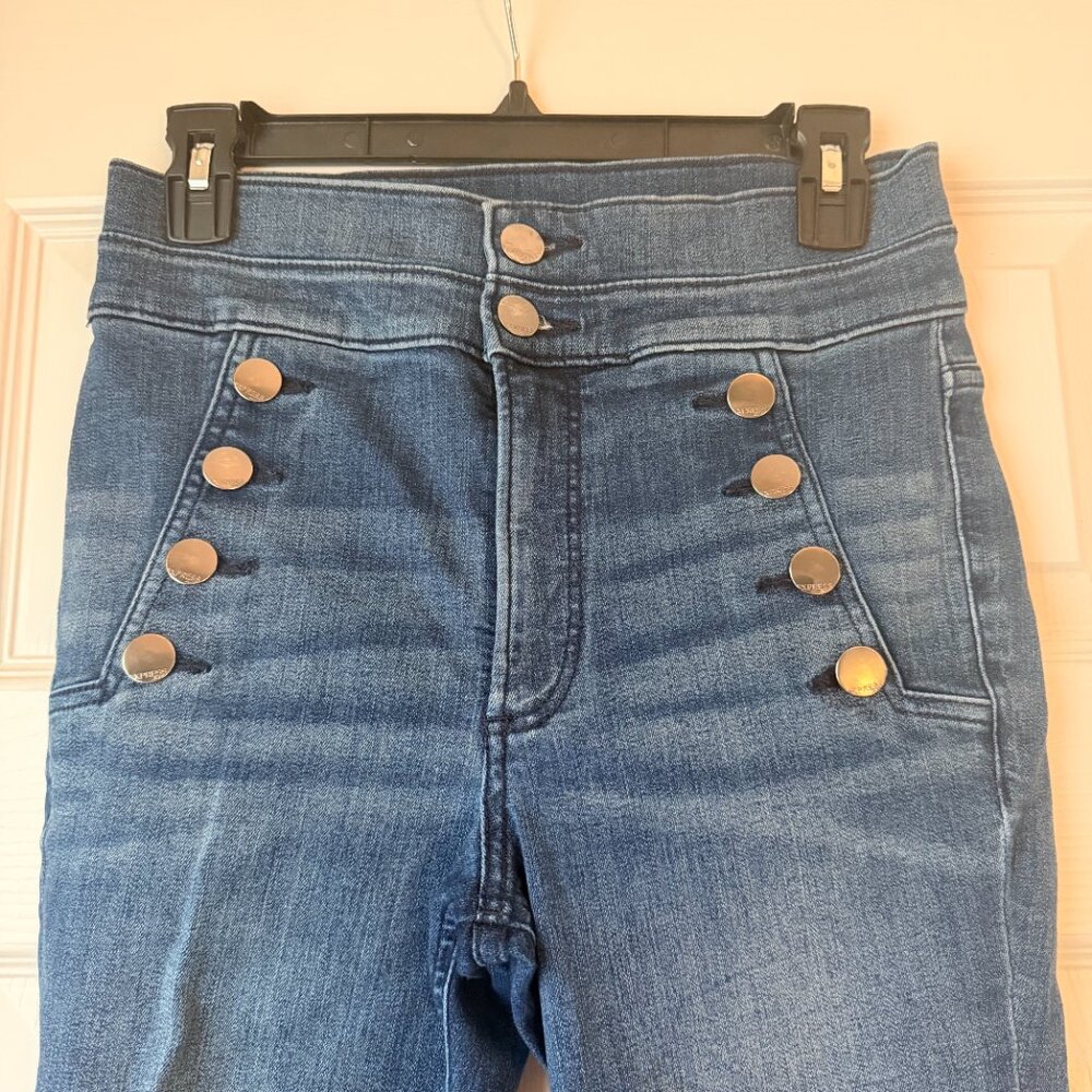 EXPRESS Super High Rise Button Detail Skinny Jean Size 4R - Picture 2 of 6